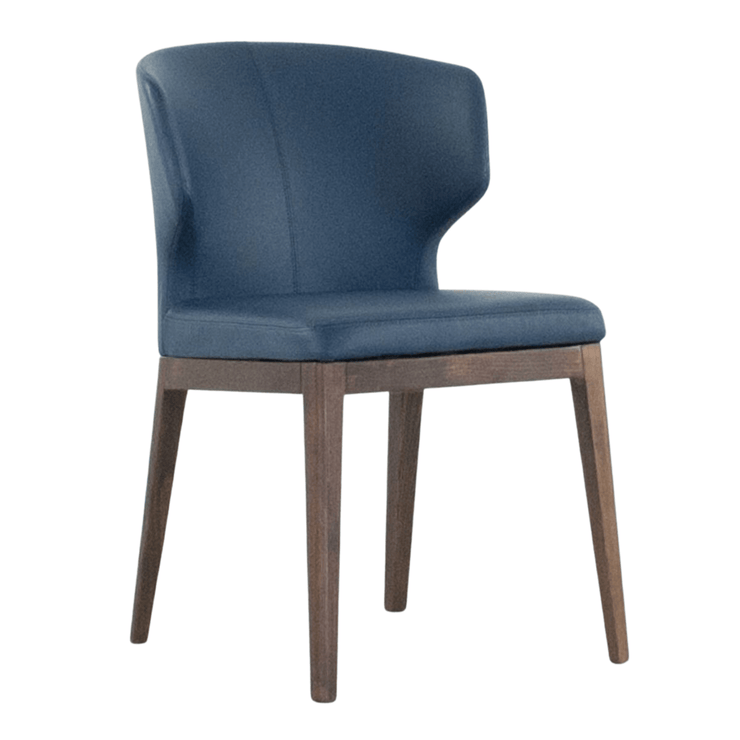 Thurston Blue Leatherette Dining Chair With Wood Base