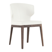 Thurston White Leatherette Dining Chair With Wood Base