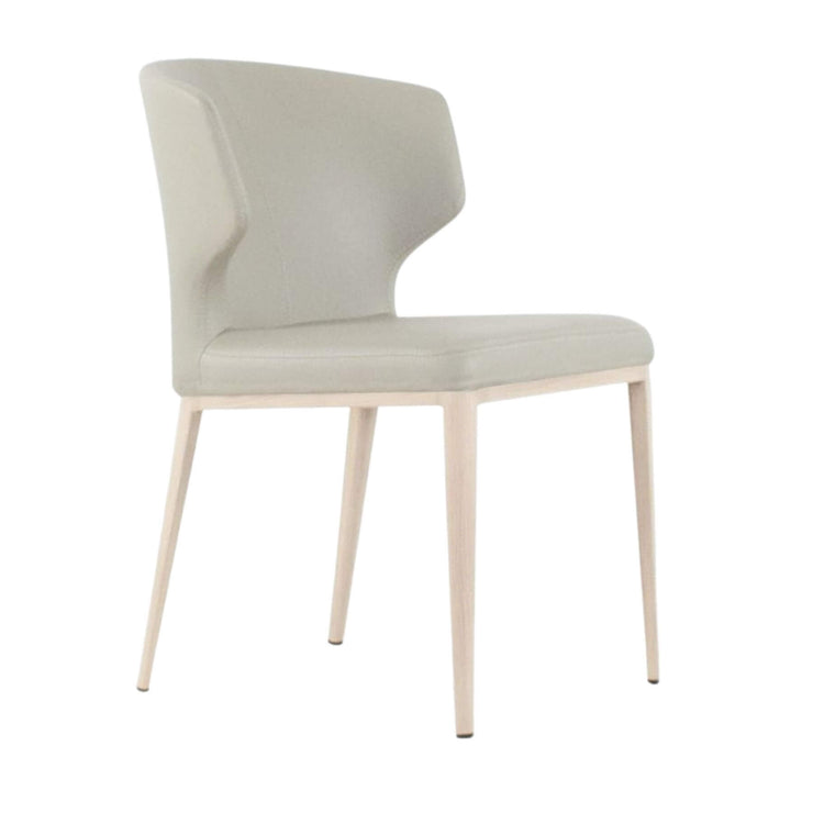 Thurston Leatherette Dining Chair With Natural Wood Imprint Metal Base