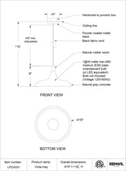 Renwil Viola-May Pendant Light Dimensions